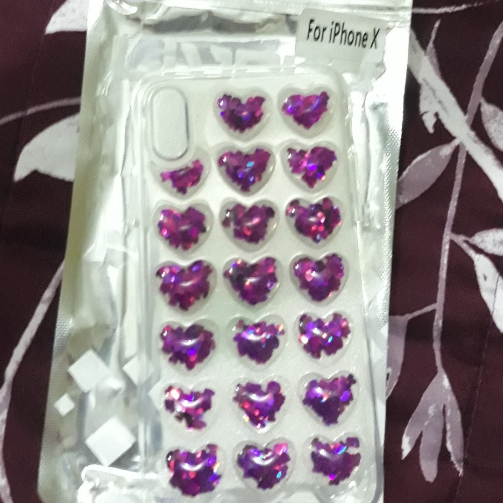 iPhone X hot pink purple heart case cover